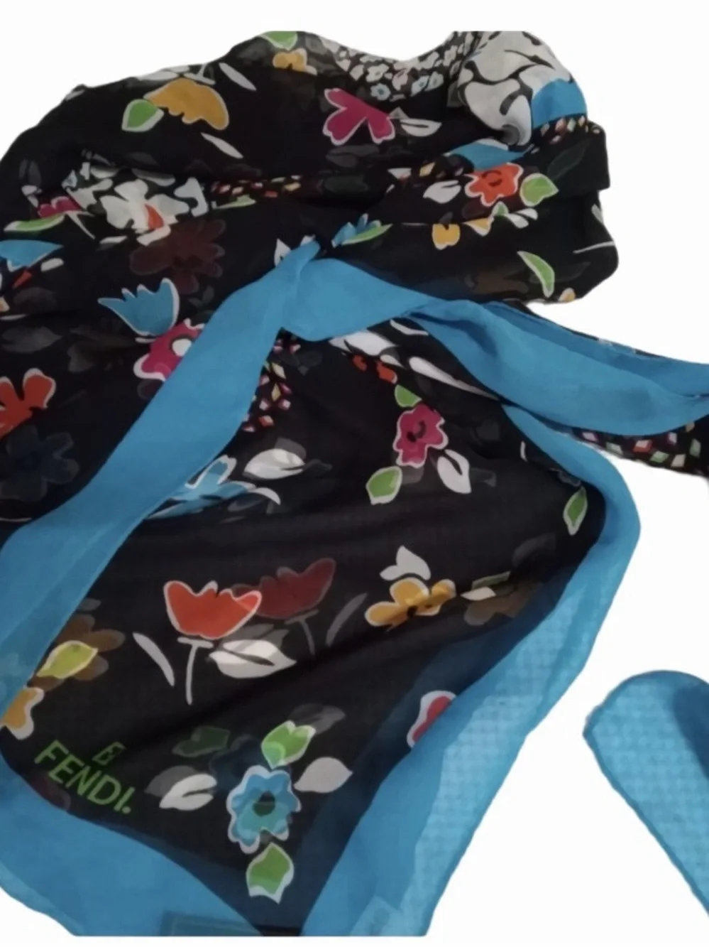 Rare Fendi Floral Silk Scarf / Stole